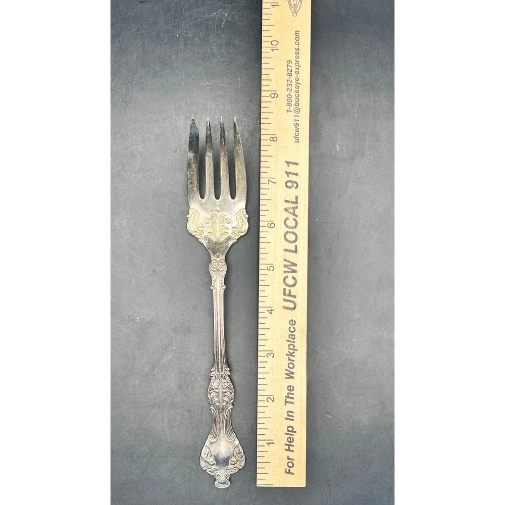 1847 Rogers Bros Silverplate Cold Meat Serving Fork 8.5 Inch Antique Victorian‎